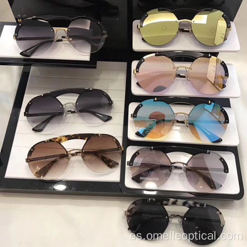 Venta caliente sin montura gafas de sol con lentes de colores